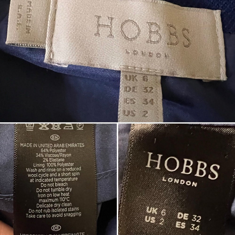 HOBBS LONDON Blue 3/4 Sleeve Midi Tailored  Modest Work Wear Business Casual Dre - Picture 14 of 16